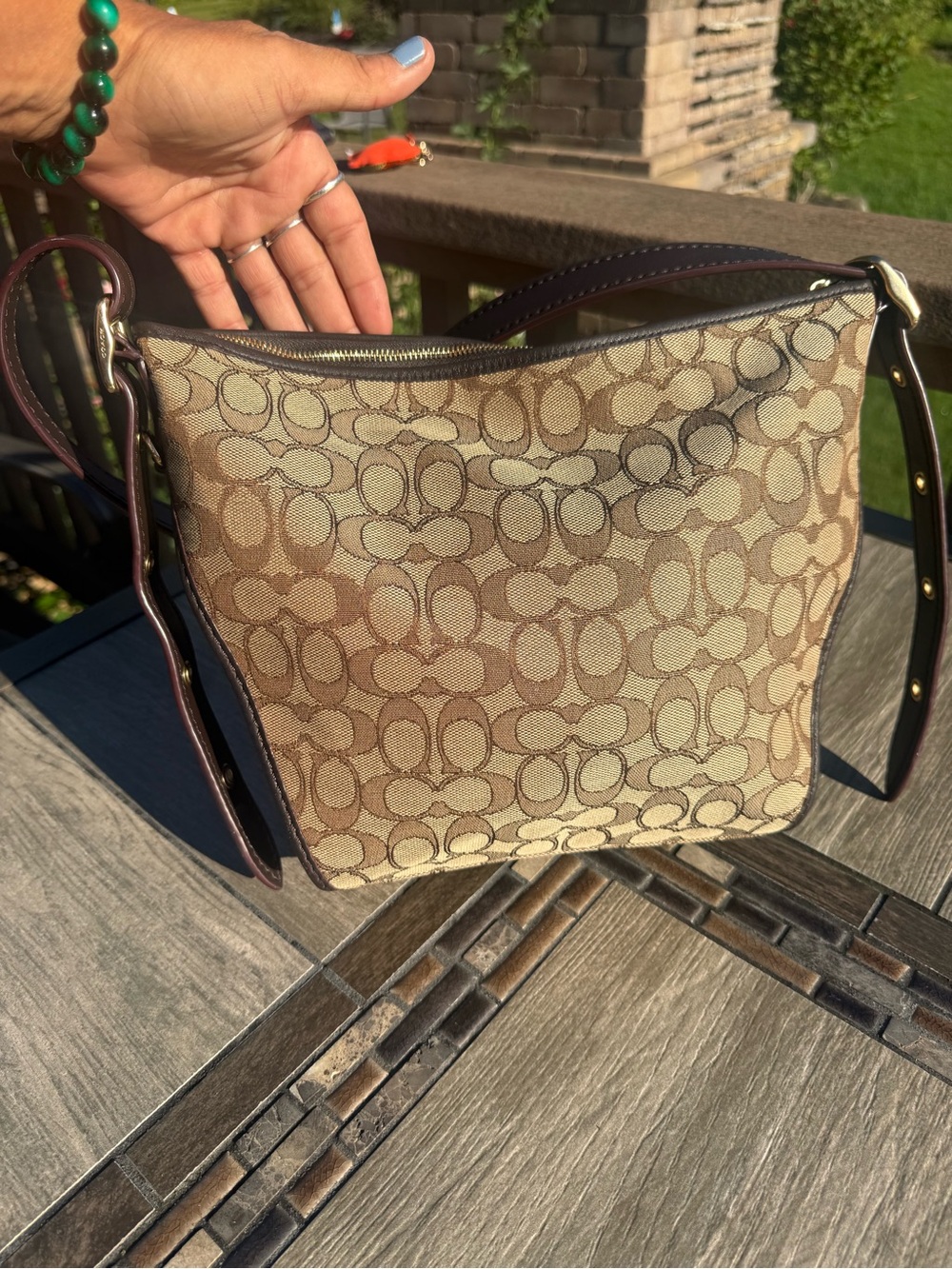 GUC Coach Signature Dufflette khaki signature jacquard Bag